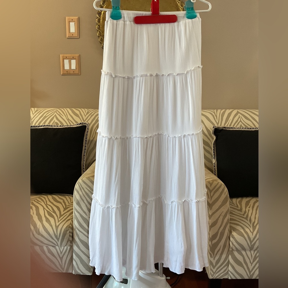Harlow White Tiered Maxi Skirt